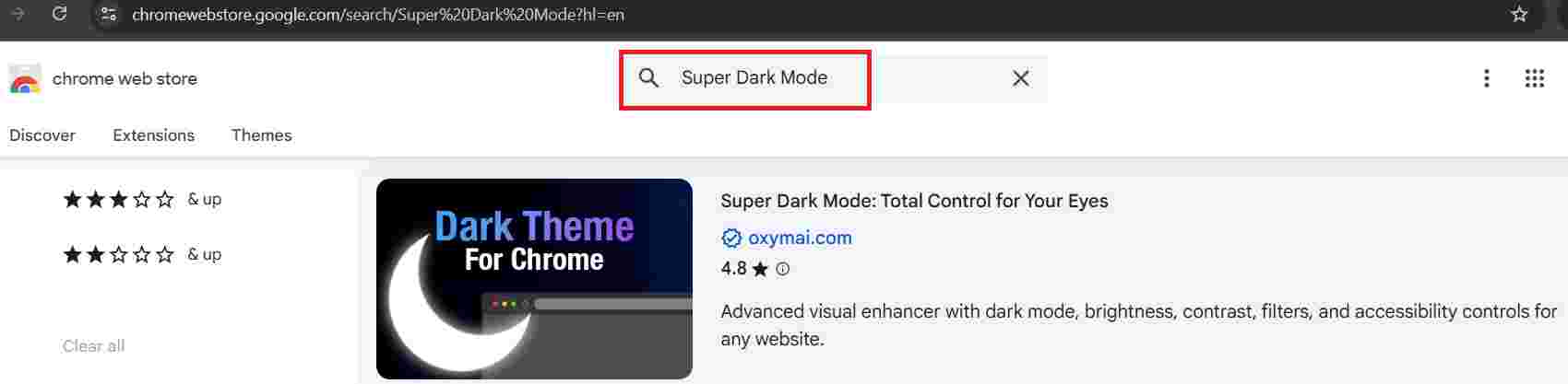 chrome super dark mode extention