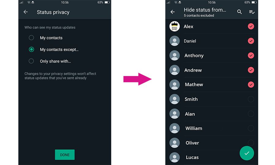 How to Apply WhatsApp Status Privacy Setting