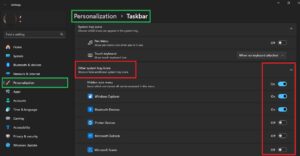 Windows 11 Taskbar settings - Other system tray icons