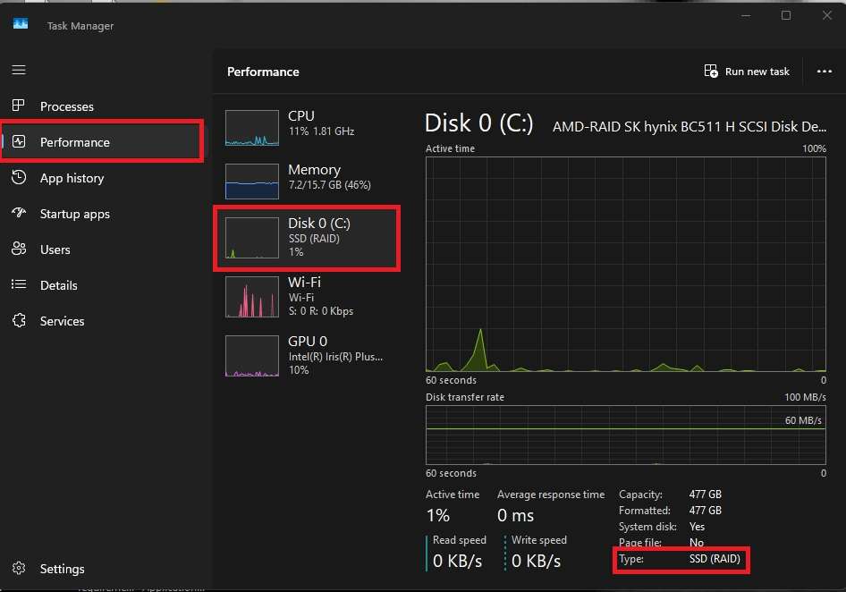 hard drive is an SSD or HDD