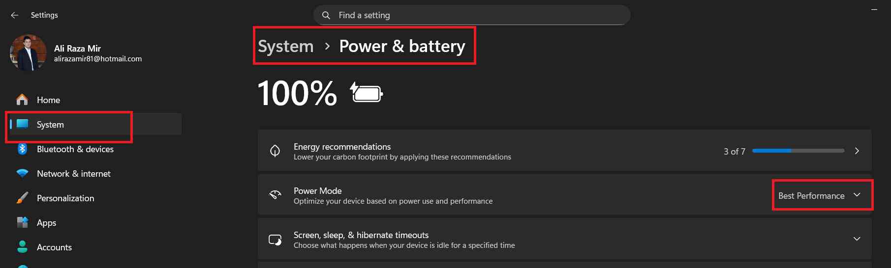 Adjust Power Settings