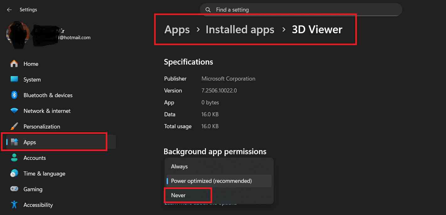 Disable Background Apps